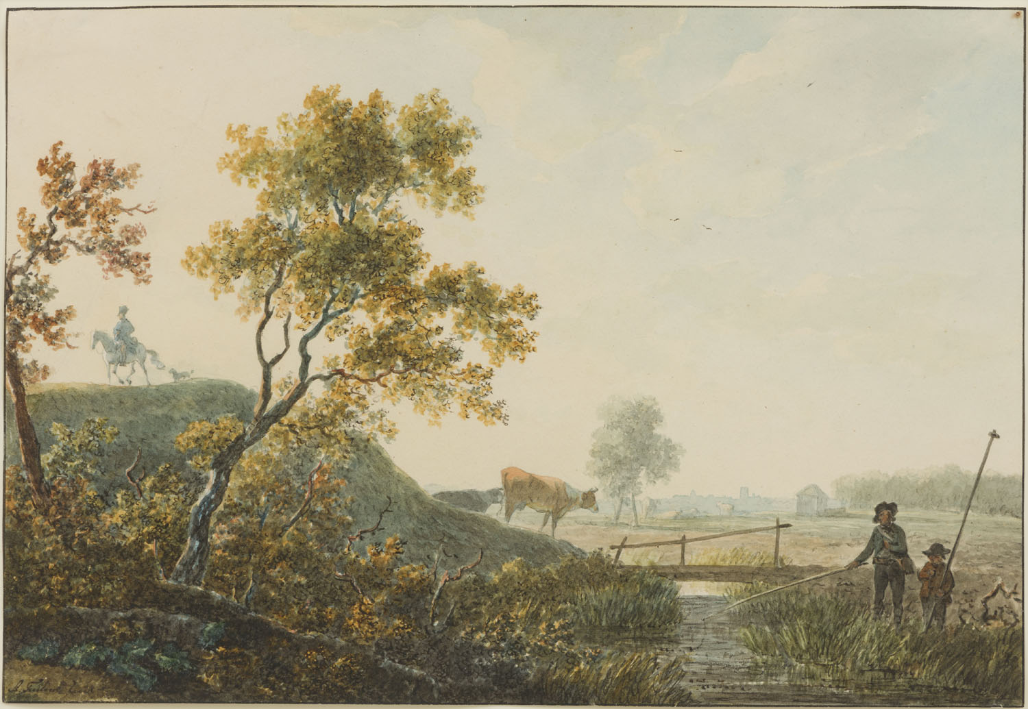Abraham Teerlink| A landscape with fishermen by a river | Kunsthandel Bies | Bies Gallery