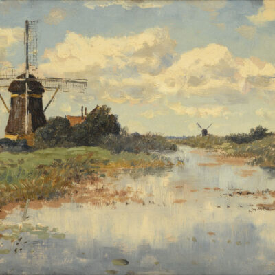 Constant Gabriël | The river Winkel near Abcoude with the Proosdijer windmill | Kunsthandel Bies