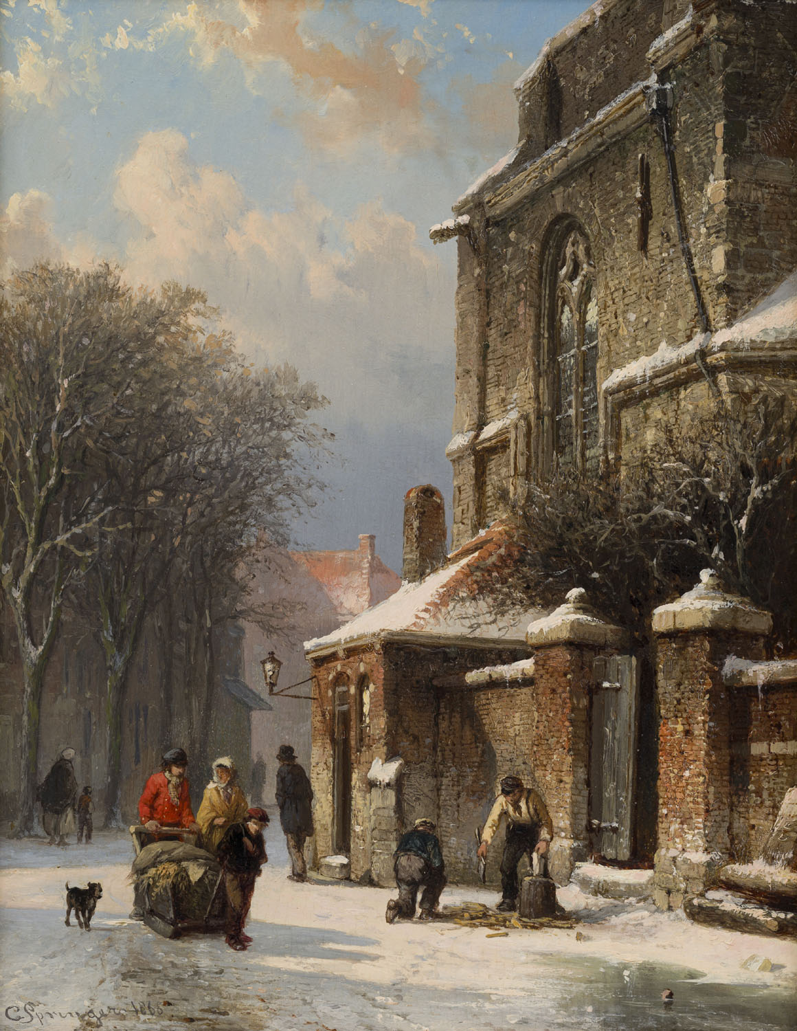 Cornelis Springer | Stadsgezicht in de winter | Kunsthandel Bies
