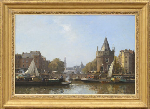 Cornelis Vreedenburgh | Stadsgezicht van Amsterdam met de Schreierstoren | Kunsthandel Bies