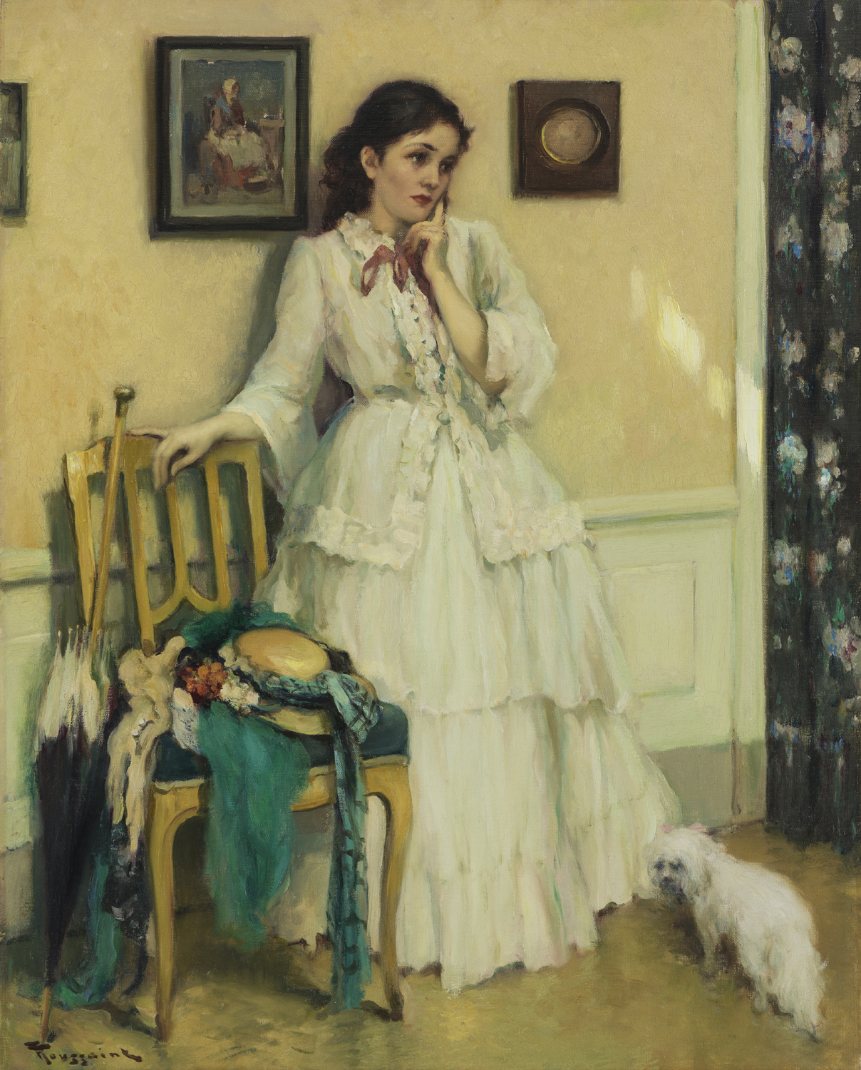 Fernand Toussaint | Elegante dame in een interieur | Kunsthandel Bies