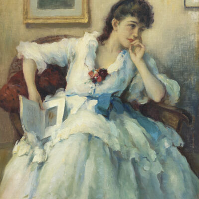 Fernand Toussaint | Jonge vrouw in een witte jurk | Kunsthandel Bies