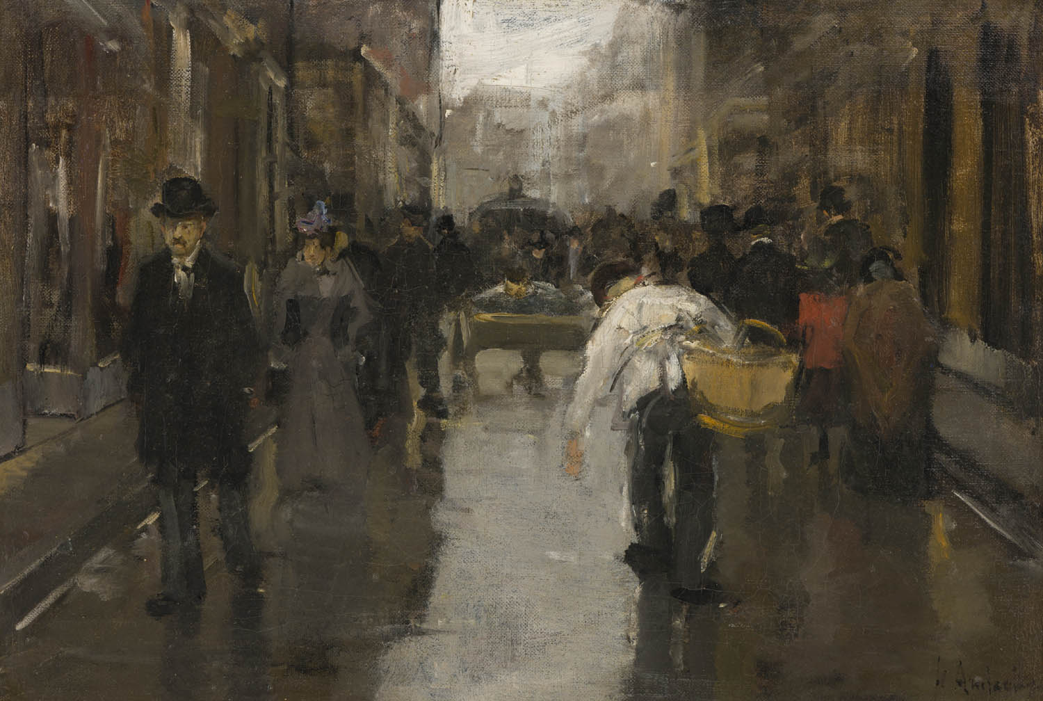 Floris Arntzenius | Een slagersjongen in een straat in Den Haag | Kunsthandel Bies