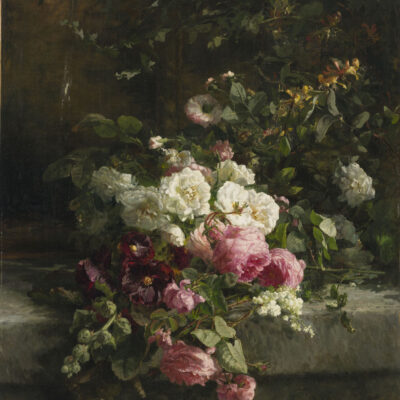 Gerardine van de Sande Bakhuyzen | Stilleven met rozen en pioenrozen | Kunsthandel Bies