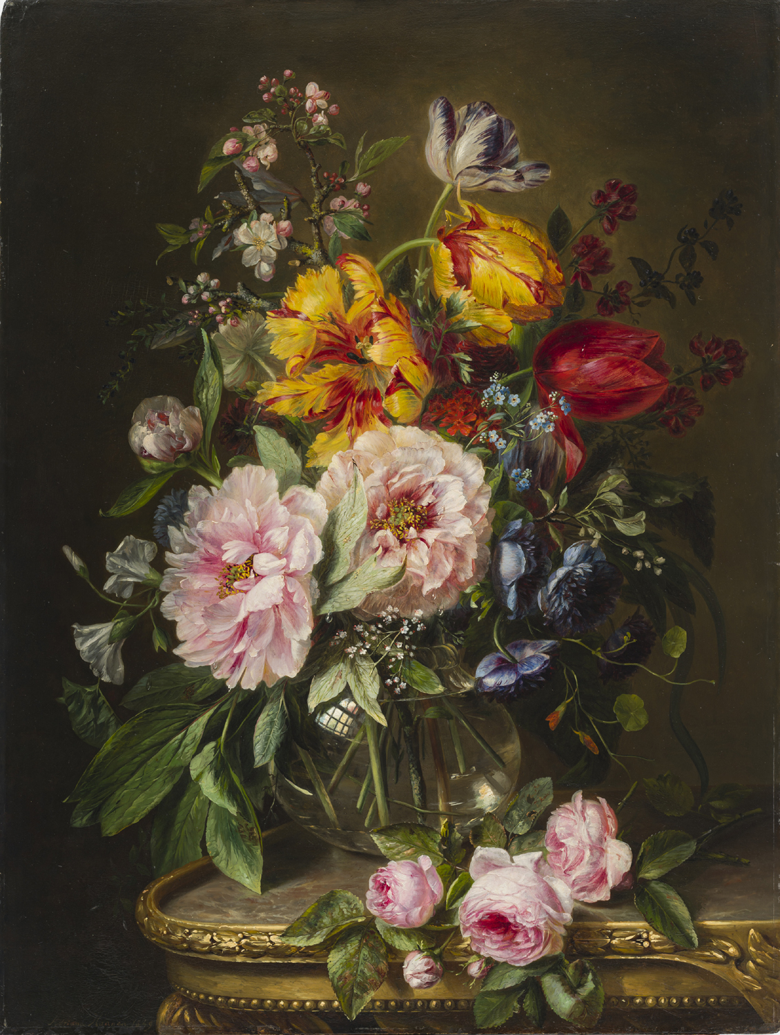 Adriana Haanen | Bloemen in een glazen vaas | Kunsthandel Bies
