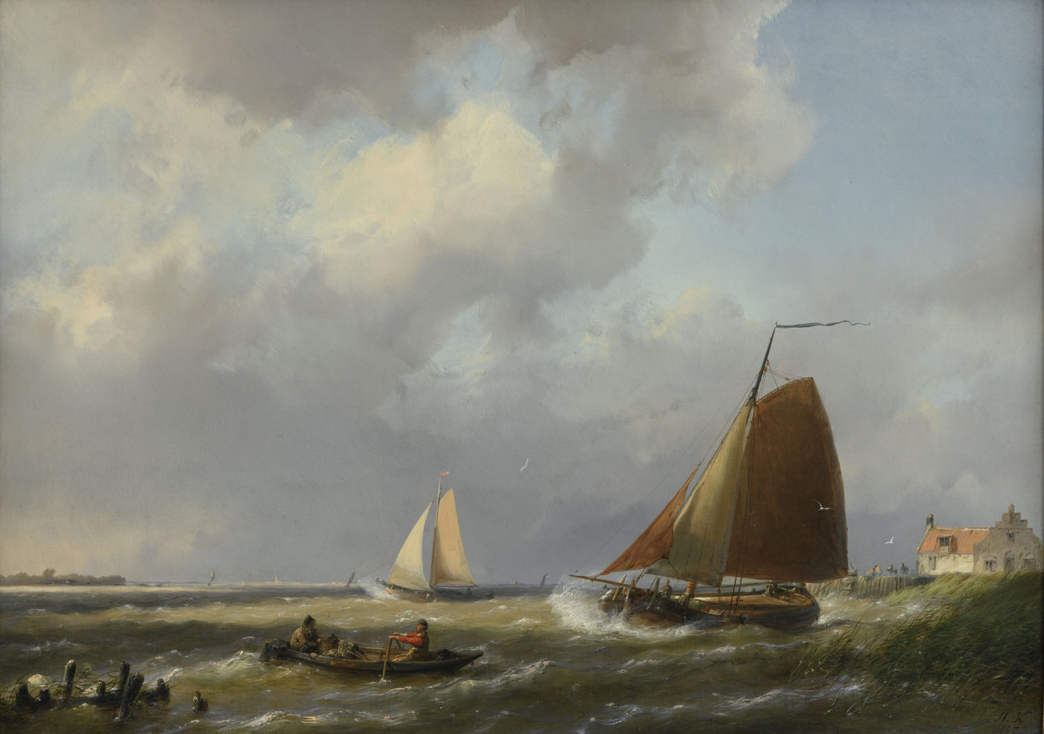 Hermanus Koekkoek | Schepen voor de kust Hermanus Koekkoek | Schepen voor de kust | Kunsthandel Bies