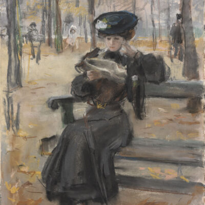 Isaac Israels | A young lady reading in the Jardin des Tuileries, Paris | Kunsthandel Bies