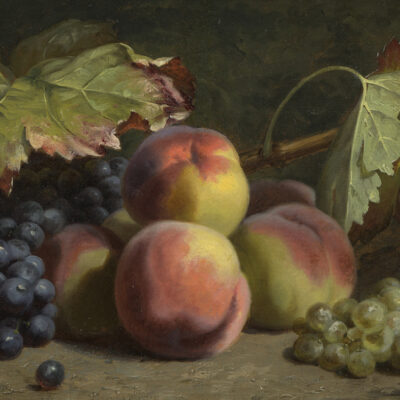 Jacques Delanoy | Stilleven met perziken en druiven | Kunsthandel Bies