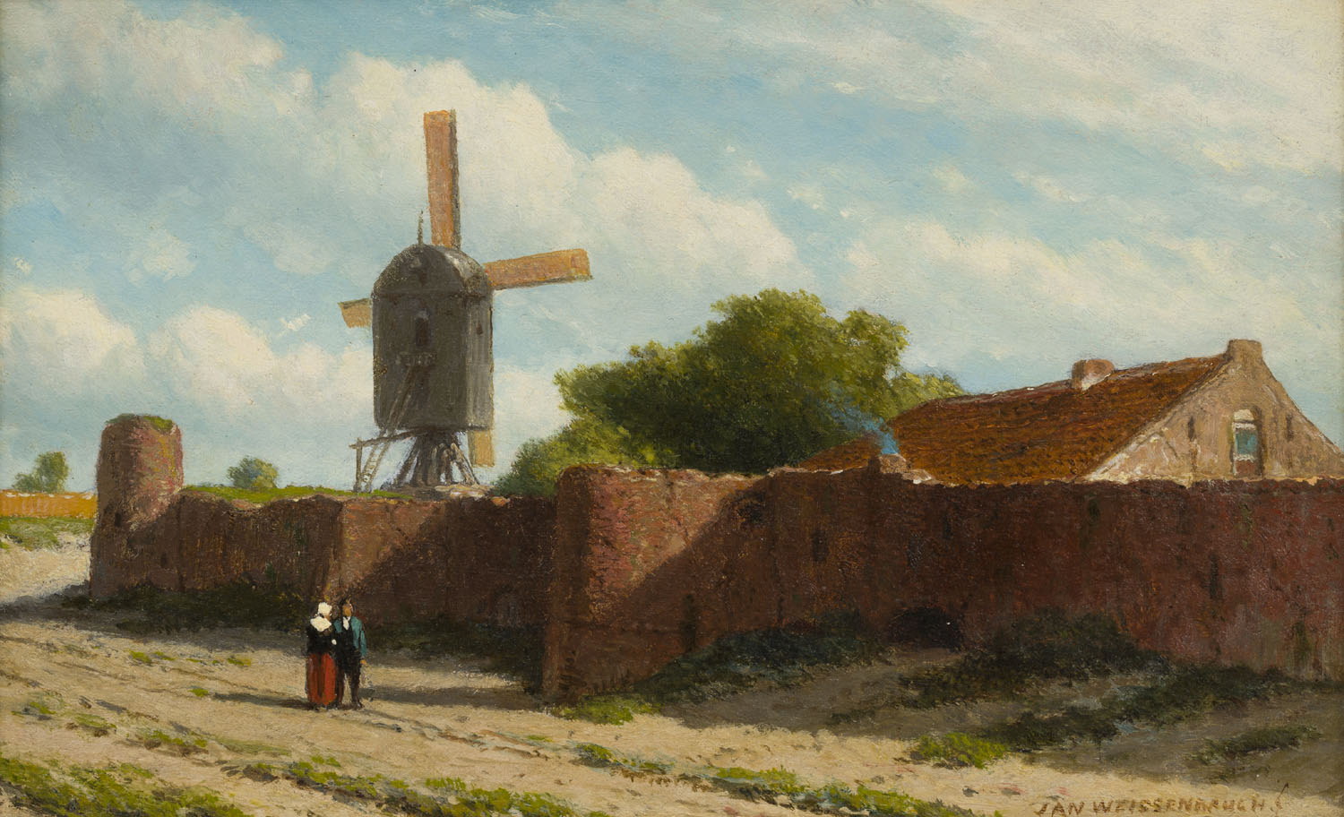 Jan Weissenbruch | De oude wal met molen bij Rhenen Jan Weissenbruch | De oude wal met molen bij Rhenen | Kunsthandel Bies