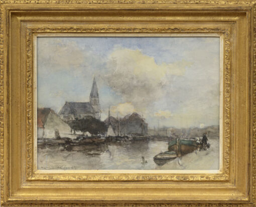 Hendrik Johannes 'JH' Weissenbruch | Gezicht op een stad aan het water | Kunsthandel Bies