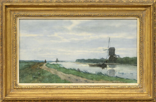 Hendrik Johannes 'J.H.' Weissenbruch | Molen aan een poldervaart | Kunsthandel Bies