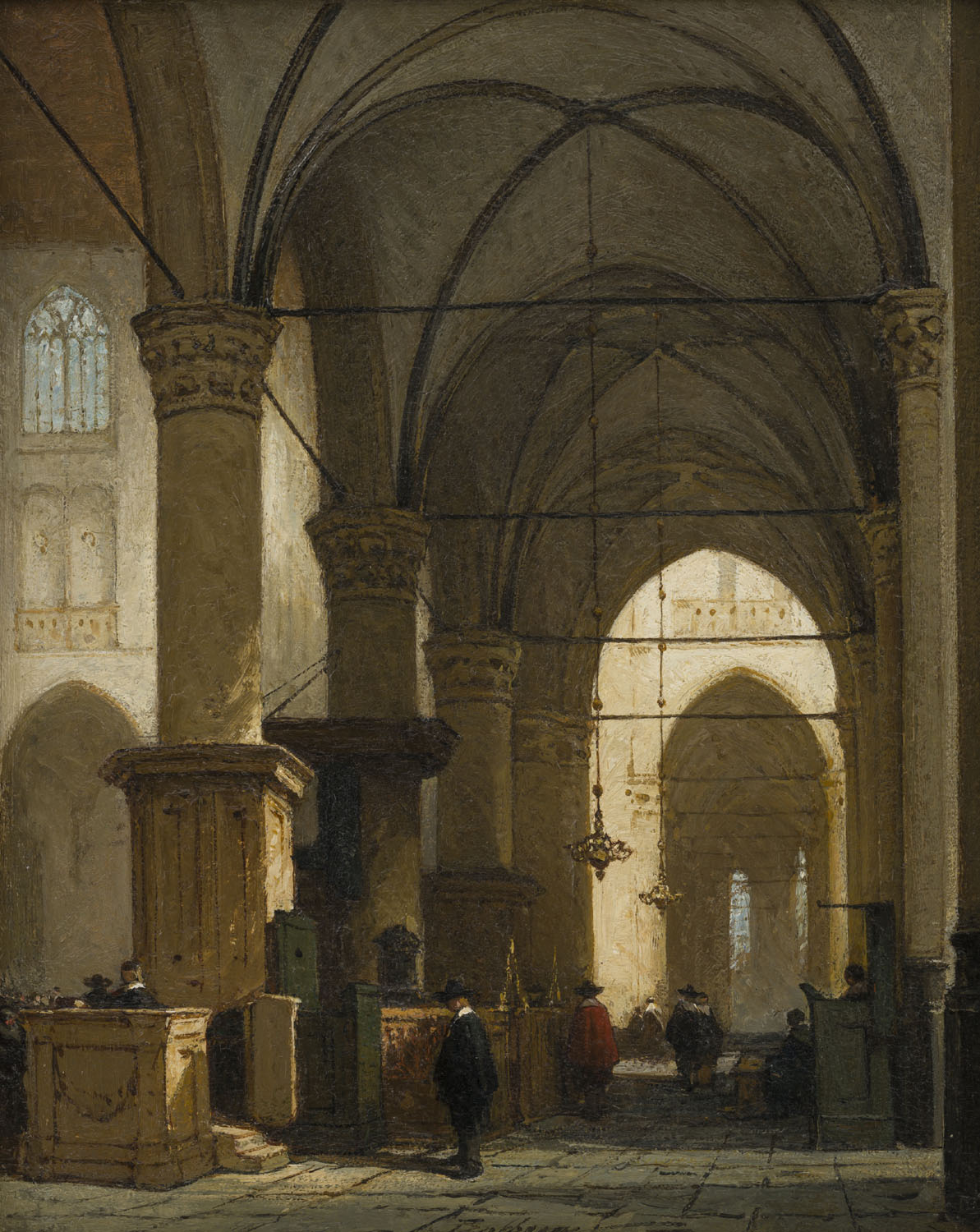 Johannes Bosboom | De Grote of St. Laurenskerk te Alkmaar | Kunsthandel Bies