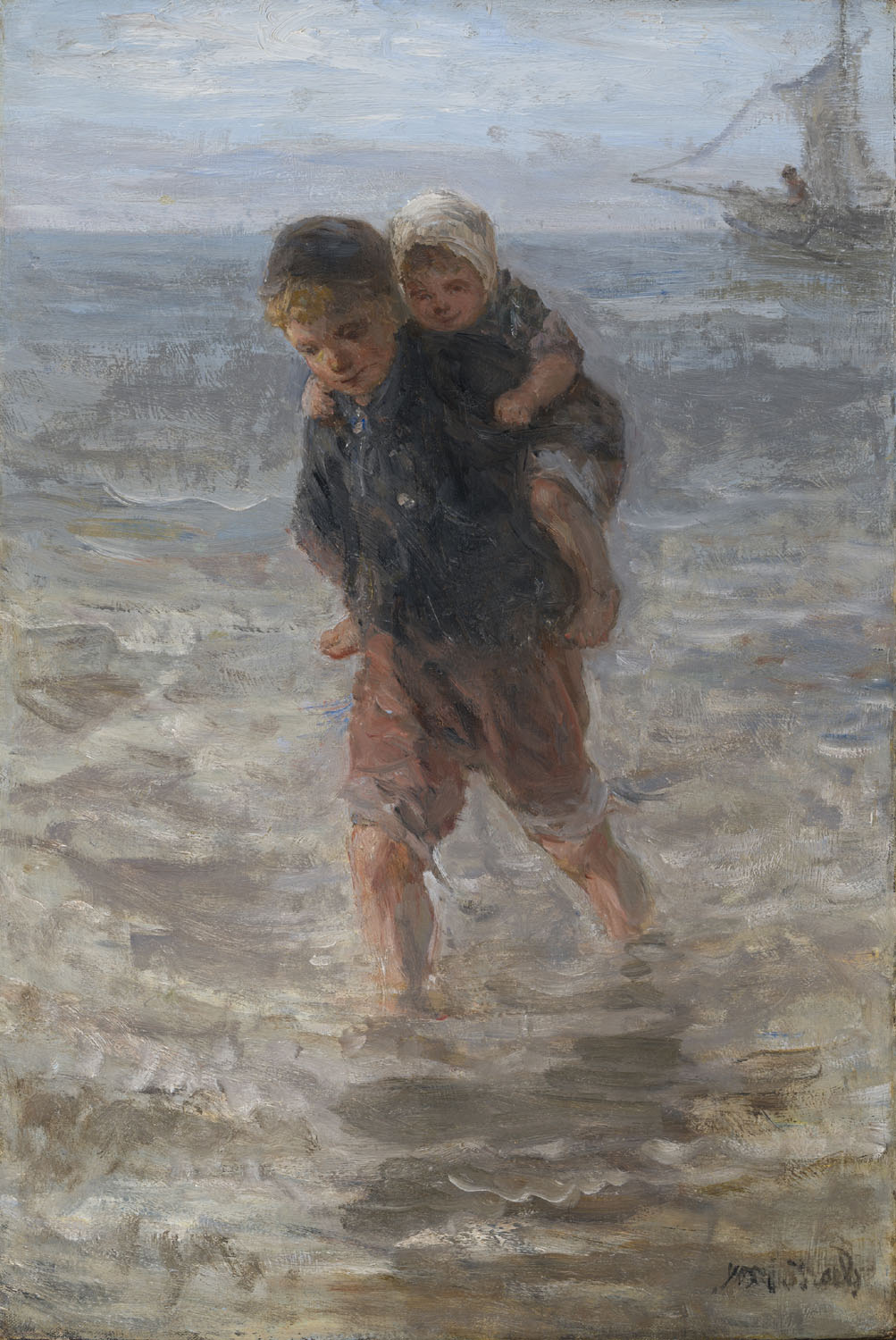 Jozef Israels | Door de branding | Kunsthandel Bies