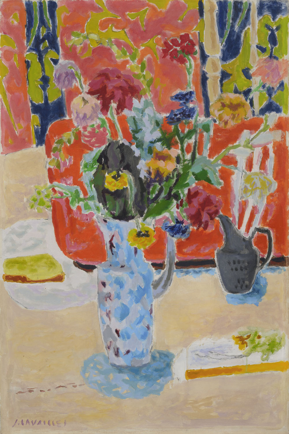 Jules Cavailles | Bouquet des fleurs en rouge | Kunsthandel Bies | Bies Gallery