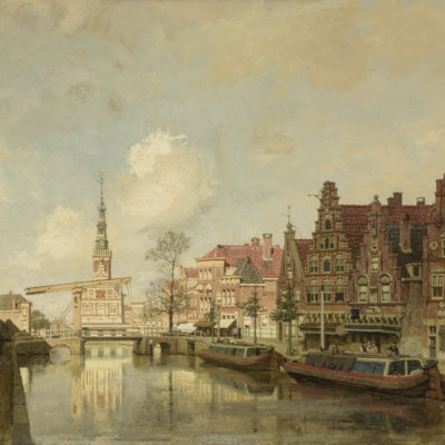 Johannes Christiaan Karel Klinkenberg | Alkmaar, Gezicht op het Luttik Oudorp met de Waag op de achtergrond | Kunsthandel Bies