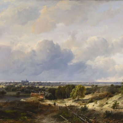Pieter Lodewijk Francisco Kluyver | Weids landschap met Haarlem op de achtergrond | Kunsthandel Bies