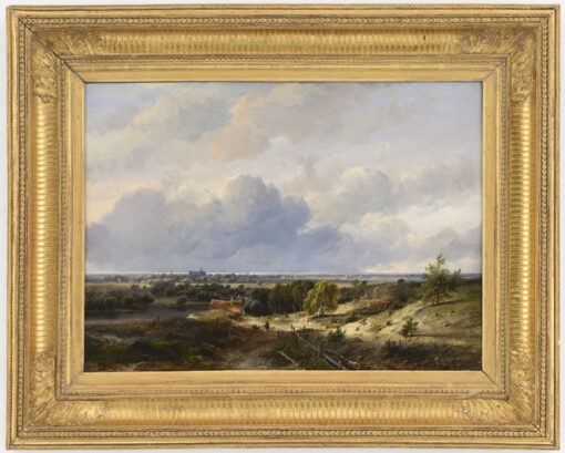 Pieter Lodewijk Francisco Kluyver | Weids landschap met Haarlem op de achtergrond | Kunsthandel Bies