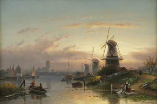 Leickert, Ch.H.J. | A view of the river Rotte near Rotterdam
