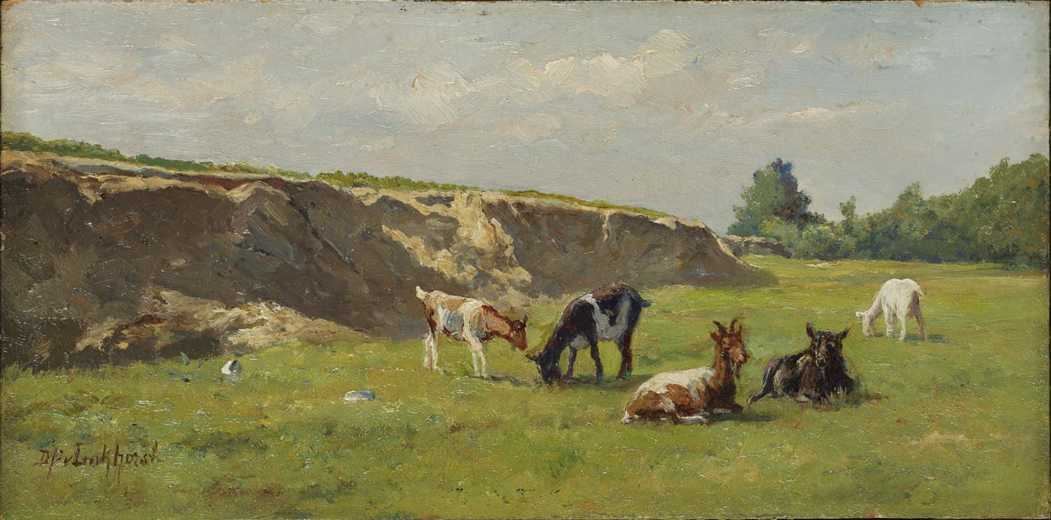 Dirk Peter van Lokhorst | A summer landscape with goats | Kunsthandel Bies | Bies Gallery