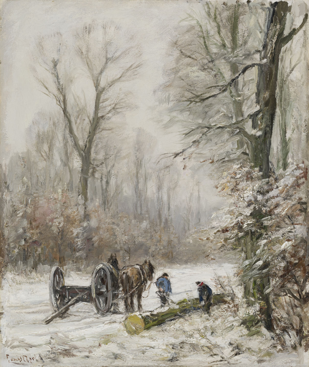 Louis Apol | Woodcutters in a snowy forest Louis Apol | Woodcutters in a snowy forest | Kunsthandel Bies
