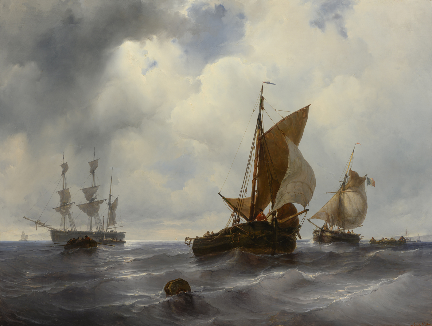 Louis Meijer | Zeilschepen op zee | Kunsthandel Bies