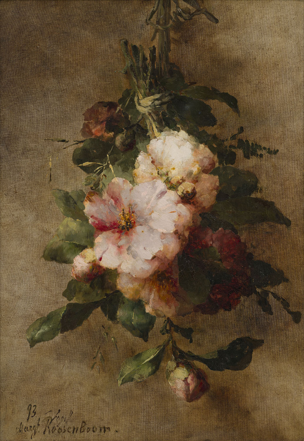 Margaretha Roosenboom | Hangend boeket met rozen | Kunsthandel Bies