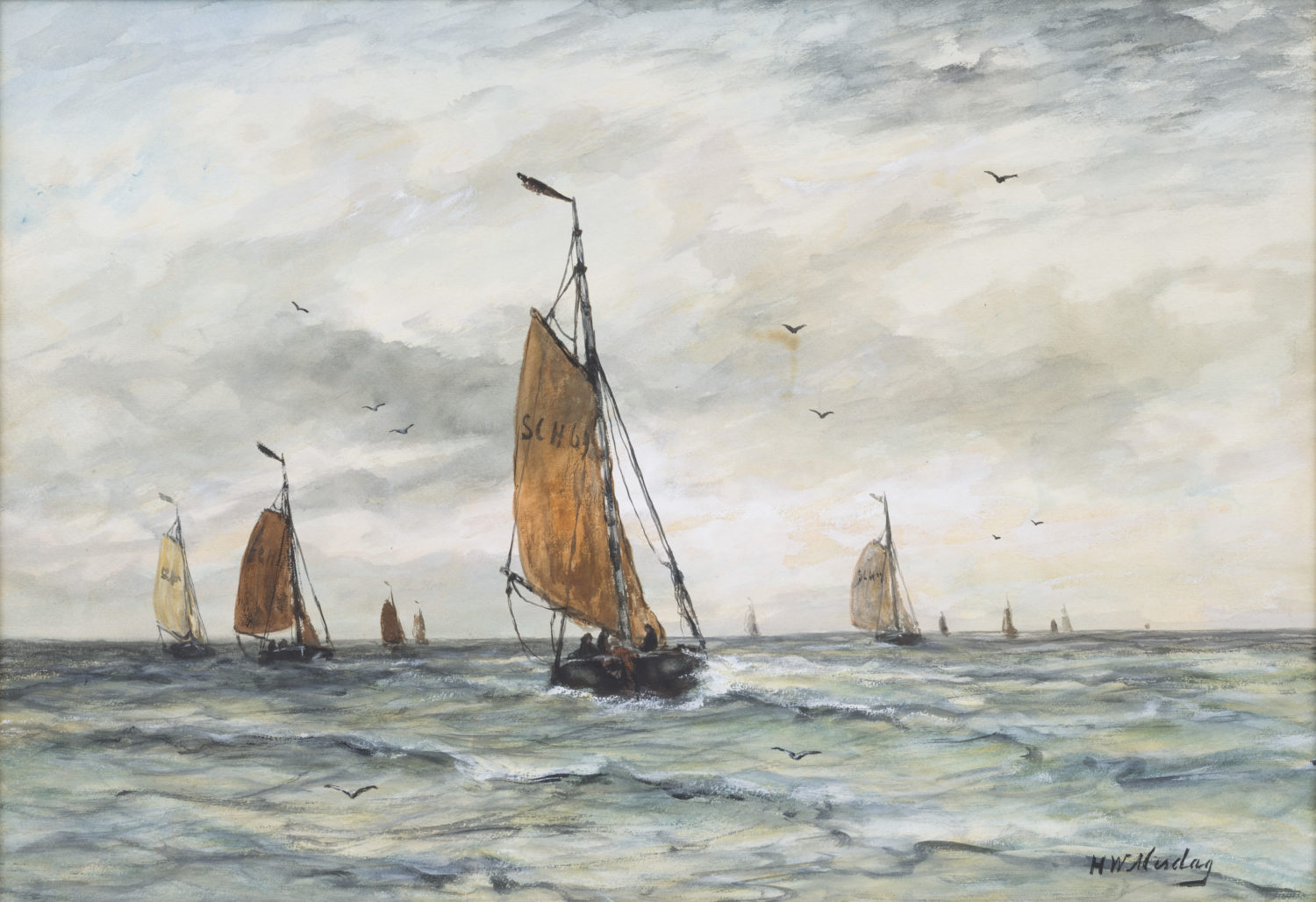 Hendrik Willem Mesdag | Zeilschepen op zee | Kunsthandel Bies