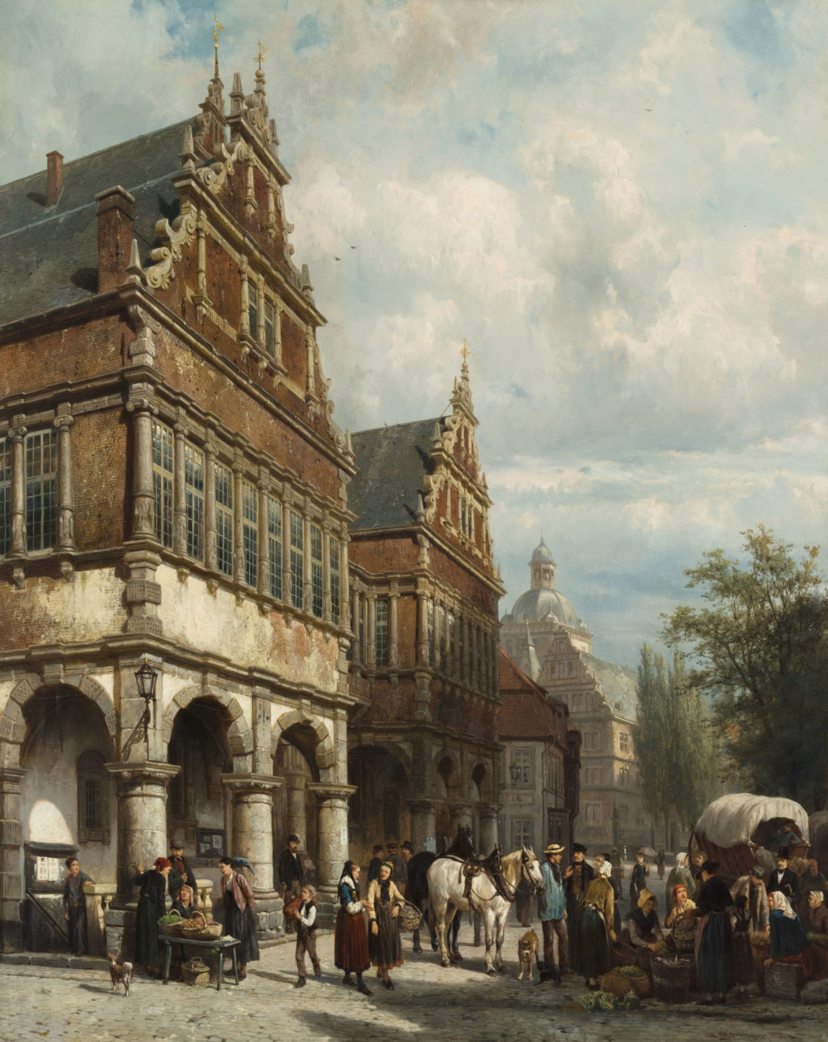 Cornelis Springer | Paderborn, view of the town hall | Kunsthandel Bies | Bies Gallery