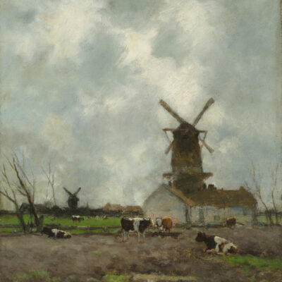 Weissenbruch, J.H. | A Dutch landscape with windmills and cows