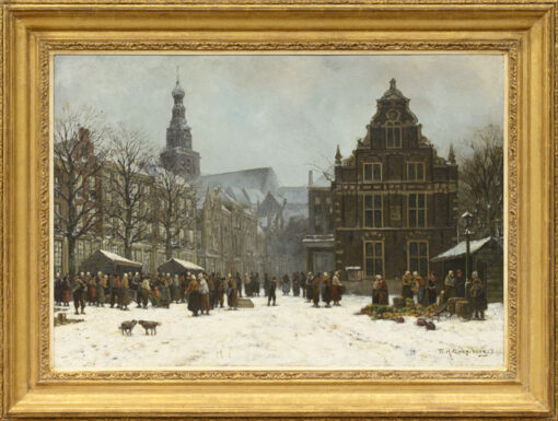 Willem Hendrik Eickelberg | Een Hollands stadsgezicht in de winter | Kunsthandel Bies