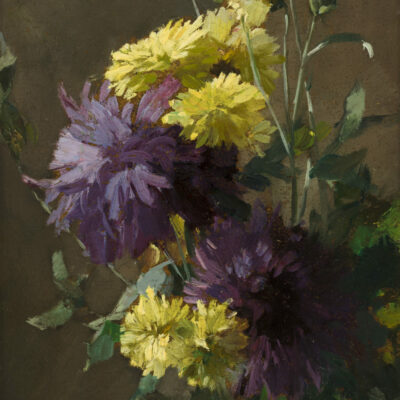 Windt, Chr. van der | A still life with yellow and purple dahlias