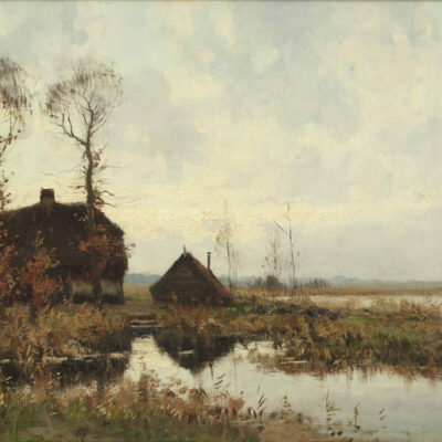 Zwart, A.J. | A Dutch polder landscape with a farmhouse