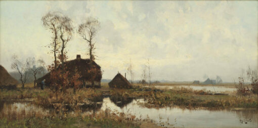 Zwart, A.J. | A Dutch polder landscape with a farmhouse